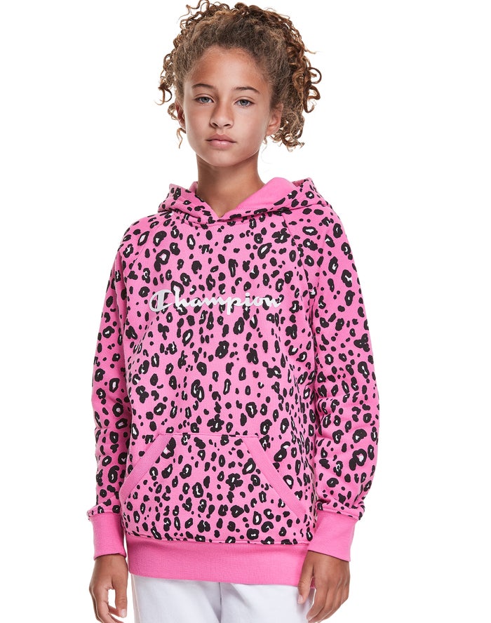 Sudadera Con Capucha Champion Niña - Fleece Raglan Leopard Print ( Rosas/Negras ) 2046598-SC